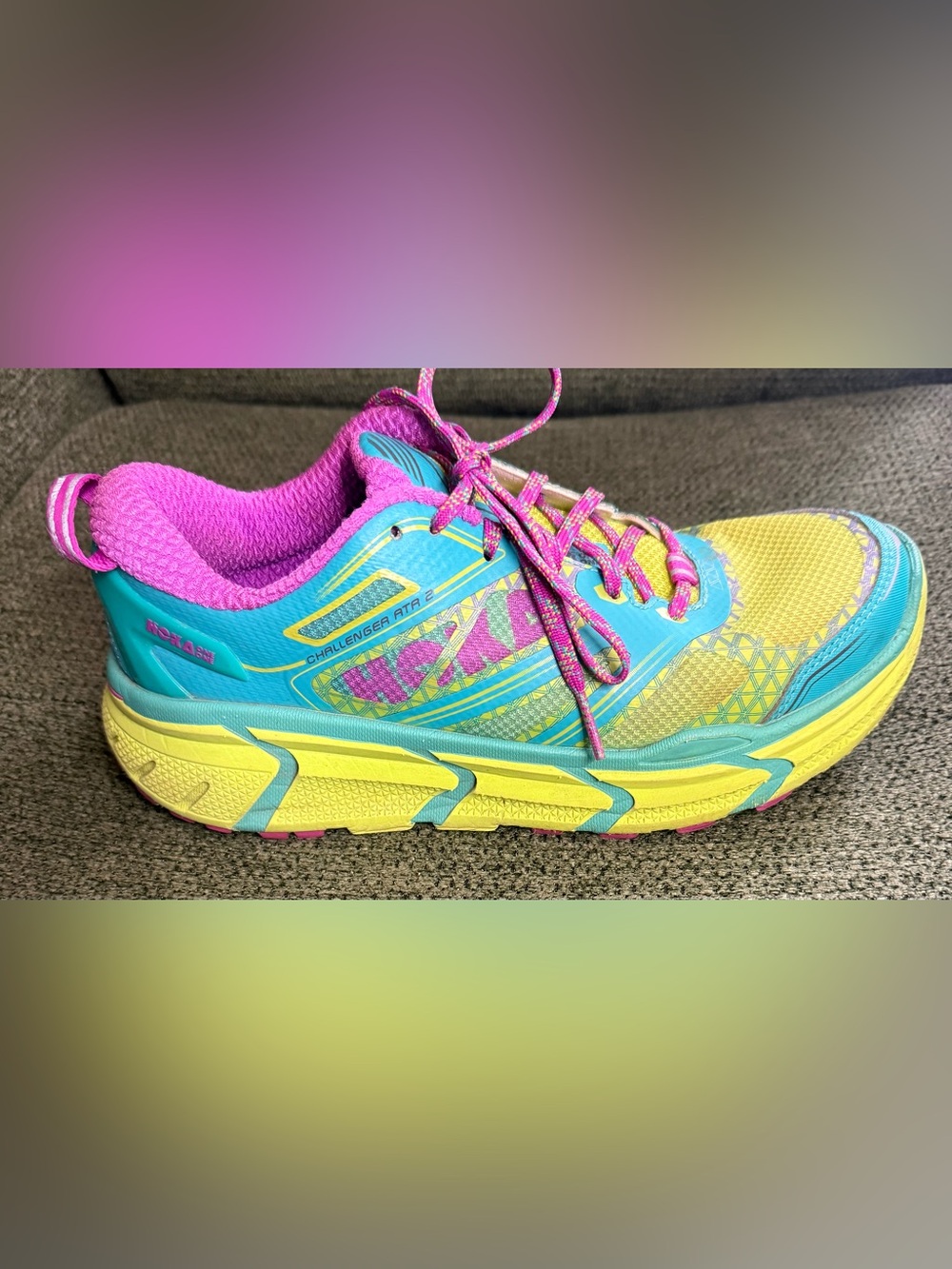 Hoka Women's Challenger ATR 2 Turquoise and Pink Athletic Shoe Size 6.5